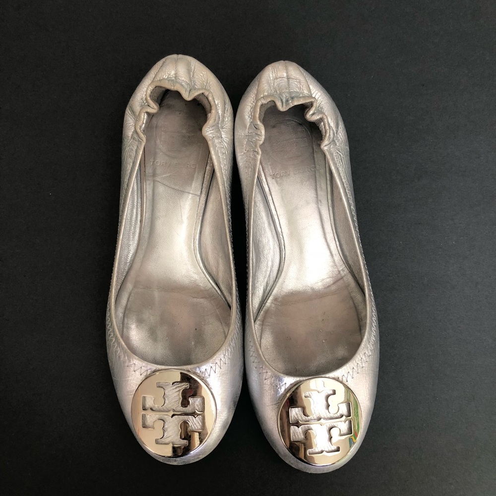 Tory Burch Silver Ballet Flats